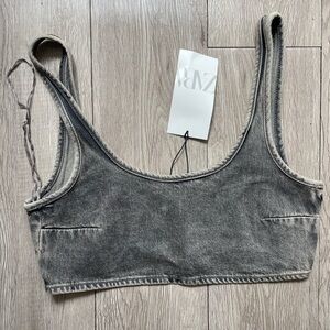 Zara 
TRF DENIM CROP TOP gray s